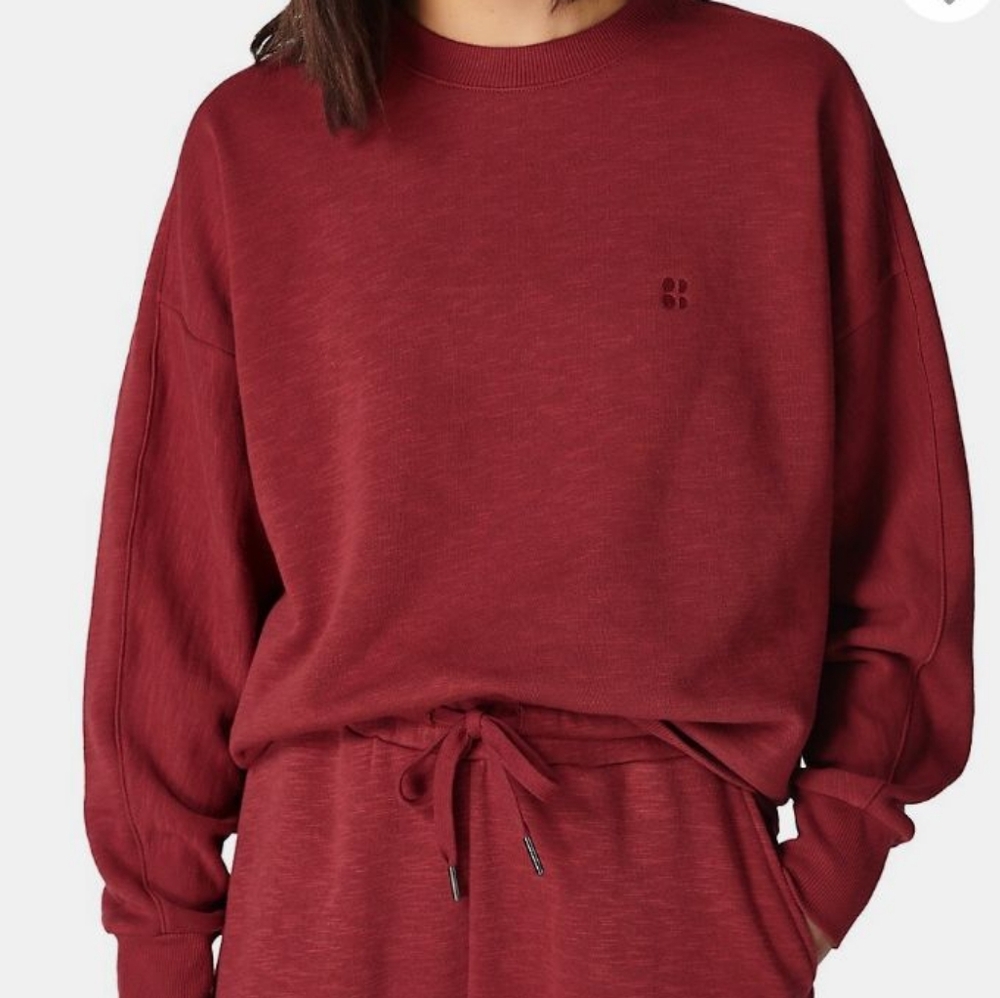 Sweaty Betty Falu Red Cotton Sweatshirt-Size US 8-10